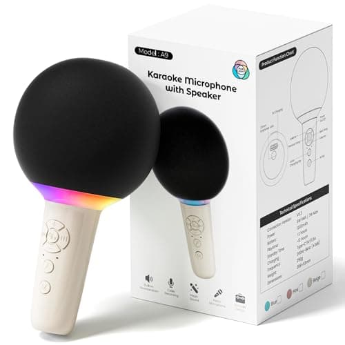 Hotwill Wireless Kids Karaoke Microphone Karaoke Mic Speaker with LED Light