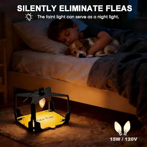 2 Pack Flea Traps, Flea Trap for Inside Your Home, Flea Light Indoor Bed Bug Traps with 6 Bulbs & 8 Sticky Pads, Electric Fleas Trap Killer Odorless Pest Control Flea Treatment Trap for Kid Pet - Thumbnail 5