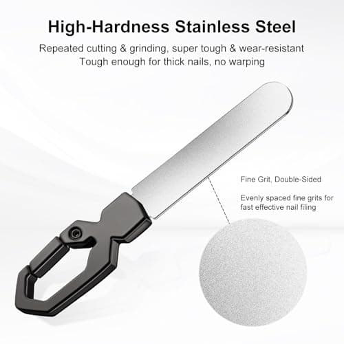 Metal Nail File Keychain Stainless Steel Double-Sided, Fingernail & Toenail Grooming Tool for Men & Women, Durable Portable File with Fine Grit for Home & Travel (Gray) - Thumbnail 3
