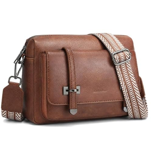 Goinsound Crossbody Purses for Women Vegan Leather Crossbody Bag with Guitar Strap Trendy Shoulder Handbag with Card Slots - Image 1