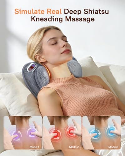 ALLJOY Cordless Neck and Back Massager with Heat & LCD Display - Rechargeable Shiatsu Massage Pillow for Muscle Pain Relief, Use While Charging, Gifts for Women Men - Thumbnail 4