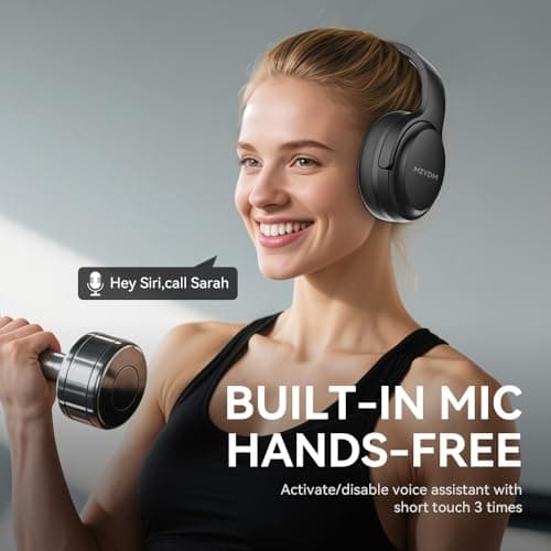 MZYDM Bluetooth Headphones Over Ear, 40 Hours Playtime Wireless Headphones with Microphone,5.3 Bluetooth, HiFi Stereo Foldable Lightweight Headset, for Travel Work Cellphone(Black) - Thumbnail 4