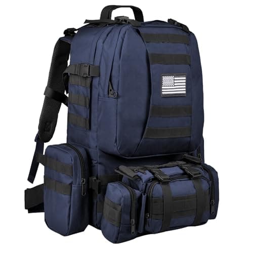 CVLIFE Tactical Backpack Military Army Rucksack 60L Large Assault Pack Detachable Molle Bag, Blue