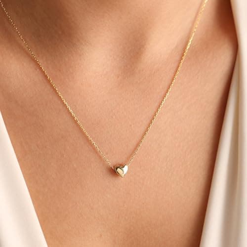 BAYLAY Heart Necklaces for Women Girls, 18K Gold Plated Cute Tiny Heart Necklace Dainty Gold Necklace for Women Gold Jewelry Mothers Day Gifts for Mom Grandma Wife Women - Thumbnail 5