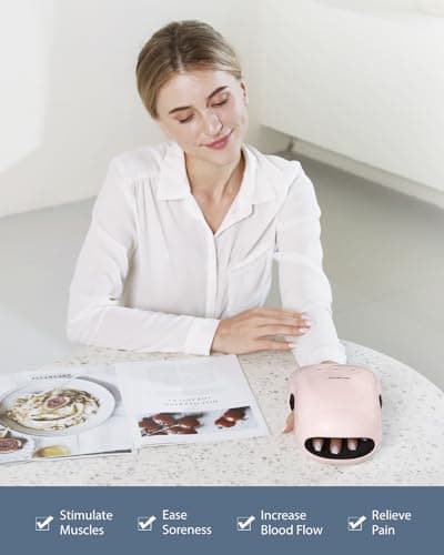 CINCOM Hand Massager - Cordless Hand Massager with Heat and Compression for Arthritis and Carpal Tunnel, Gifts for Women(Pink) - Thumbnail 3