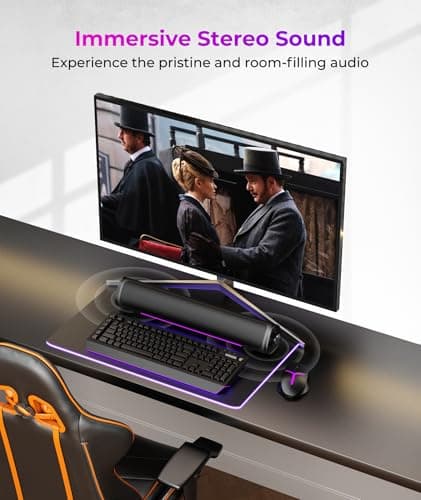 Auphyra Computer Speakers for Desktop PC, Gaming PC Sound Bar, Plug and Play - USB Power with 3.5mm Audio, RGB Gradient Lighting, One-knob Control, for Computers/Laptops/Monitors - Thumbnail 2