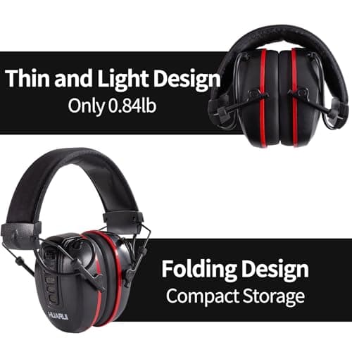 HUARUI Adjustable Electronic Shooting Ear Protection,Sound Amplification Electronic Hunting Earmuff,NRR 24dB Noise Reduction Headphones for Gun Range-Black - Thumbnail 4