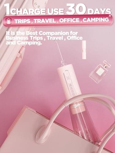 WELLFINE Water Dental Flosser Teeth Pick: Portable Cordless 4 Modes Flossers Pic 300ML Rechargeable Floss Pik Powerful IPX7 Waterproof Oral Irrigator for Cleaning Gum Care Braces for Home Travel - Thumbnail 6