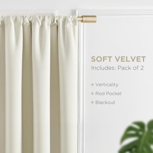 Joydeco White Velvet Curtains 84 Inches 2 Panels, Luxury Thermal Insulated Soft White Curtains for Bedroom & Living Room, Room Darkening Velvet Drapes, Rod Pocket (52W x 84L) - Thumbnail 3