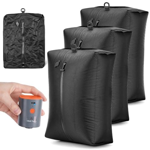 HONKID Travel Vacuum Bags with Pump 25L Compression Packing Cubes for Carry On Suitcases Backpack Luggage Odor & Waterproof Anti-Rip Reusable Vacuum Seal Bags for Clothing Travel Essentials - 3 Pack - Image 1
