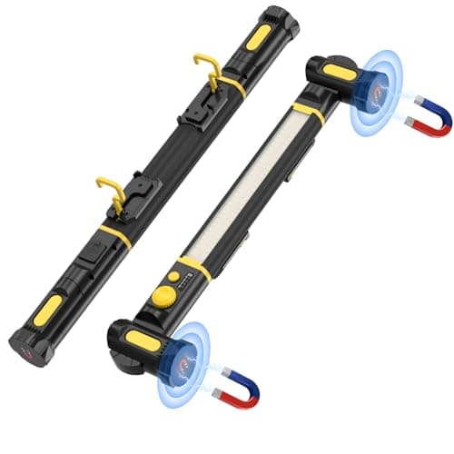 Magnetic Work Light, 5200mAh Rechargeable LED Work Light Bar, 3000LM Bright Under Hood Mechanic Light for Car Repairing/Inspection/Garage/Workshop/Emergency (1 Pack Black-Yellow)