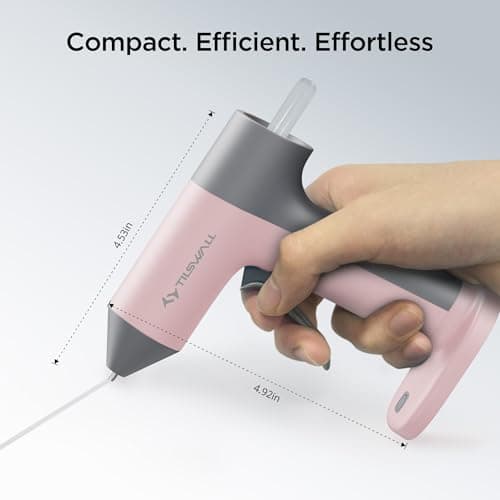 Tilswall Cordless Hot Glue Gun, 30s Fast Preheating with 2Ah Built-in Battery, Hot Melt Glue Gun with 20pcs Premius Glue Sticks, Smart Power-Off, USB-C Inputs Suitable for DIY Craft, Home Repaire Pink - Thumbnail 2