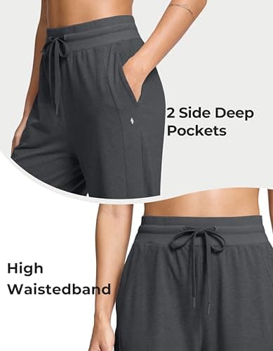 Soothfeel Women's Cotton Sweatpants Lounge Sweat Pants High Waisted Open Bottom Casual Yoga Pants for Women with Pockets, Charcoal, L - Thumbnail 5