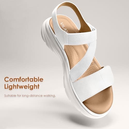 Vilanva Women's Comfortable Walking Sandals White Size 6 - Thumbnail 5