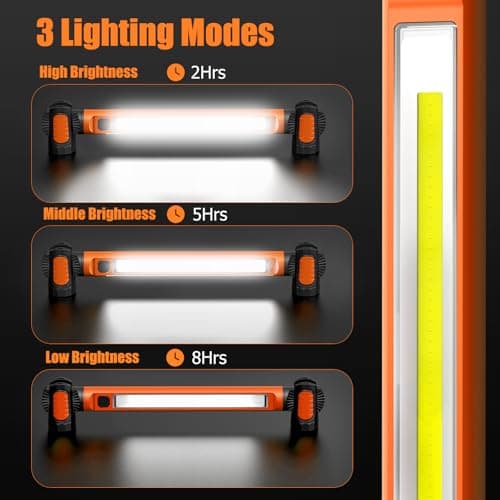 Mechanic Work Light, wokelux 3000LM LED Work Light, 5200mAh Rechargeable Magnetic Work Light, Underhood Cordless Work Lights with Hooks for Mechanics Inspection Workshop Emergency - Thumbnail 3