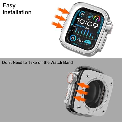SDOCEBF 2 in 1 Metal Alloy Case for Apple Watch Series 11/10 46mm, Rugged Aluminum Bumper with Back Cover, Shockproof Protective Case for Gift-Ready, Silver - Thumbnail 6