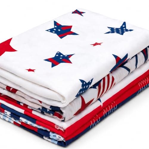 littogoose Baby Blankets, 4 Pack Swaddle Blanket for Newborn, Soft Lightweight 47" x 47" Receiving Blanket, Patriotic 4th of July Baby Essentials (Stars Stripes) - Image 1