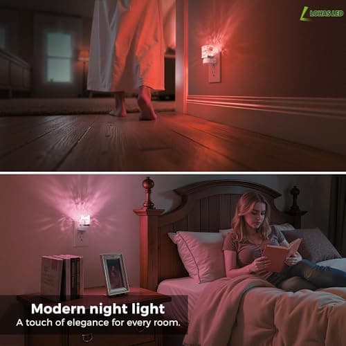L LOHAS LED Night Light, Night Lights Plug into Wall with 10 Color Change RBG Nightlight Plug in Wall, Built in Dusk to Dawn Sensor for Hallway, Bathroom, Rooms, 2 Pack - Thumbnail 5