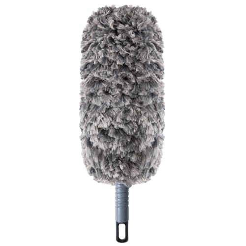Lint Free 16.8'' Hand Duster,Microfiber Duster with Reusable and Washable Dusting Head for Household Cleaning,Furniture,Car (Black&Grey) - Image 1