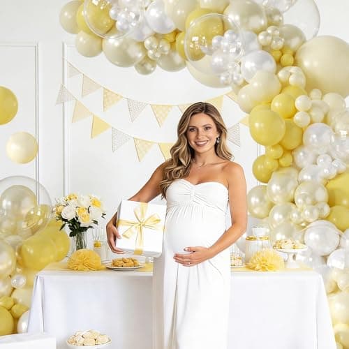 Yellow Balloon Arch Kit, 126Pcs Double Stuffed Pearl Yellow White Clear Balloons for Wedding Baby Shower Bridal Shower Engagement Birthday Party Decorations - Thumbnail 5