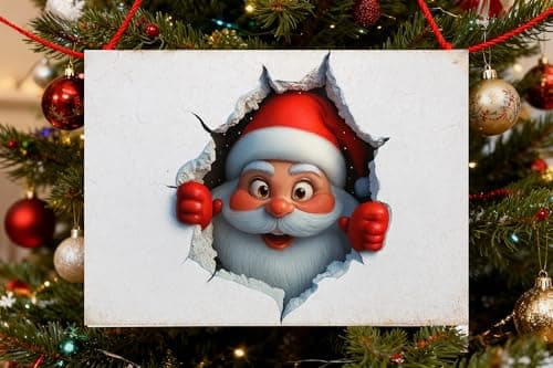 2-pack vintage country style Santa Claus themed metal tin sign decorative plaques - Size: 12 x 8 inches. Suitable for home decoration in living rooms, kitchens, bars, cafes, etc. Also makes a great gift. - Thumbnail 4