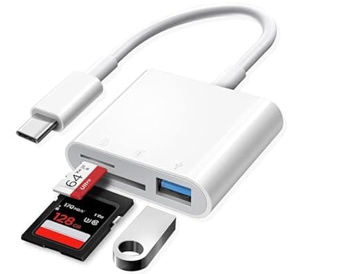 USB C to SD Card Reader for iPhone iPad, 3 in 1 Memory Card Reader with USB Camera Adapter for SD/TF Compatible with iPad, Type C Card Reader for iPhone 16/15, iPad/Mac and More Type C Devices - Image 1