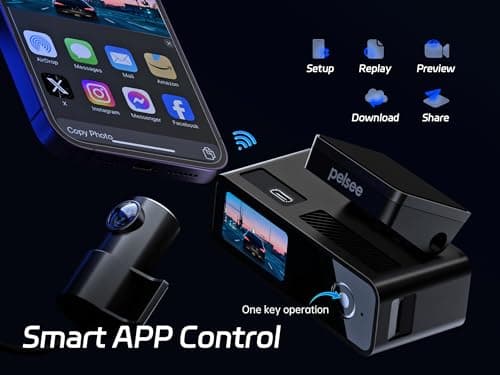 Pelsee P1 Duo 4K Dash Cam Front and Rear, 64GB SD Card, 4K+1080P Dual Dash Camera for Cars, Wi-Fi & App Control, 1.5’’IPS Display Car Camera, Voice Control, Night Vision, 24H Parking Mode, G-Sensor - Thumbnail 3