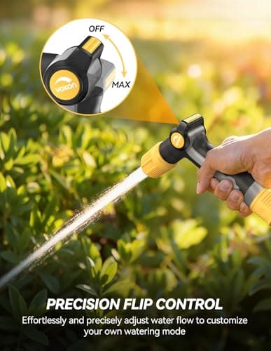 VOXON Garden Hose Nozzle Heavy Duty Metal - High Pressure Water Hose Nozzle Sprayer with Thumb Flow Control, Adjustable Spray Patterns for Outdoor Plants/Lawn Watering, Car Washing, and Pet Showering - Thumbnail 6