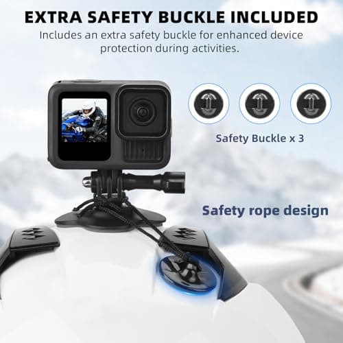 BRDRC Flexible Adhesive Mount for Insta360, 3 Packs Helmet Sticky Mount Kit with Safety Buckle for GoPro, Insta 360 X5 X4 GO 3S Ace Pro 2, for DJI Action 5 Pro 4 3 Accessories - Thumbnail 2