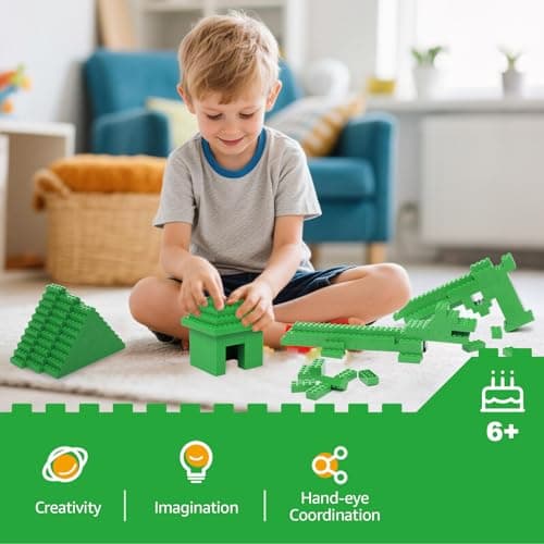 Lekebaby Classic Building Bricks, 200 Piece 2x4 Building Blocks STEM Creative Building Toys Compatible with All Major Brands, Educational Toy for Boys Girls 6 Years Old and Up(2x4 Green) - Thumbnail 6