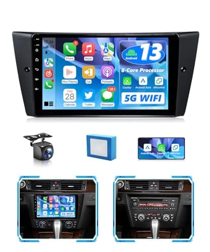 Wadpon 8Core Radio for BMW 328i 335i 325i E90 E91 E92 E93 2005-2011 Stereo Wireless CarPlay Android Auto, 9" Touch Screen for BMW 128i Head Unit BT FM RDS DSP GPS WiFi SWC Camera, 2G+32G Has Fiber - Image 1