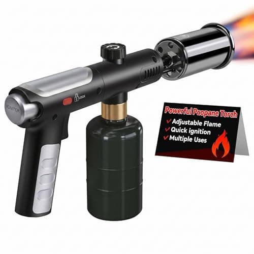 Powerful Propane Torch Gun, One-Touch Max Fire, Charcoal Torch Lighter with Adjustable Flame&Safety Lock, Kitchen Blow Torch for Cooking, BBQ, Searing Steak, Grill (Tank Not Included) - Image 1