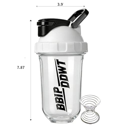BBIPDDWT Protein Shaker Bottle, White, 20 oz - Thumbnail 6