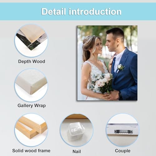 Custom Canvas Prints with Your Photos,Personalized Photo Prints Framed on Canvas Wall Art Decor for Bedroom, Living Room, Wedding Baby Pet Family Picture (8“ X 12") - Thumbnail 6