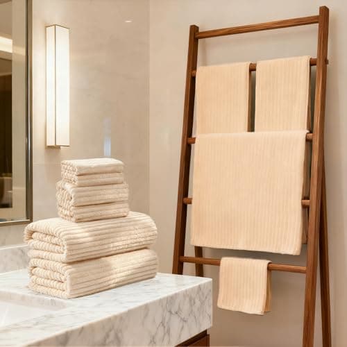 ZatreckI Extra Large Bath Towels (60"x30"),Oversized Bath Towels for Adults Luxury Bath Towels Super Soft Highly Absorbent Microfibers Quick Dry Bath Sheets Large for Bathroom (Beige, 2Piece) - Thumbnail 4