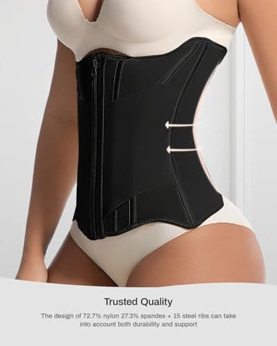 Waist Trainers for Women for Daily Wear, Faja Body Shaper Corset with Tummy Control for Workouts, Postpartum Recovery, and Yoga Sessions — Breathable and Supportive Black - Thumbnail 5