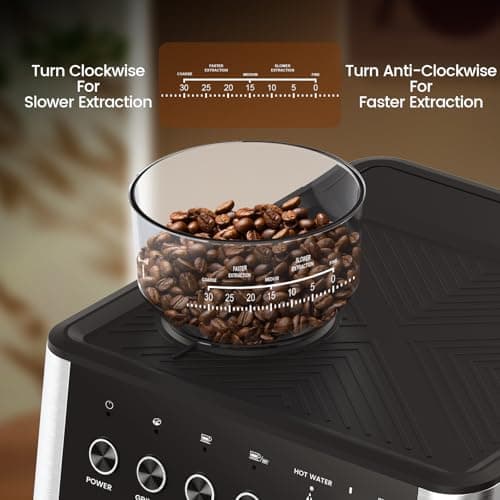 Joy Pebble 15 Bar Espresso Machine with Grinder & Milk Frother, All-in-One Coffee Maker for Home Baristas, 30-Position Grinder, 2.9L Removable Tank,for Cappuccino Latte - Thumbnail 3