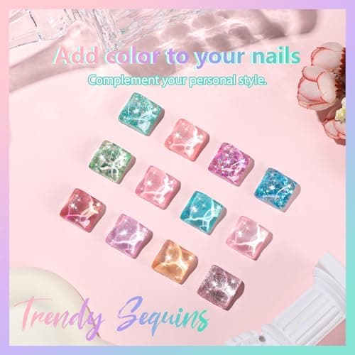 ABAC 24 Color Hema-Free Glitter Solid Gel Nail Polish,Ombre Gel Nail Polish,Pat Paint Nail Gel- Mermaid Ocean & Coral Reef Shades w/Pro Dual Brush Clump-Free for Pool Party,Spring/Summer Soak Off Gel - Thumbnail 5