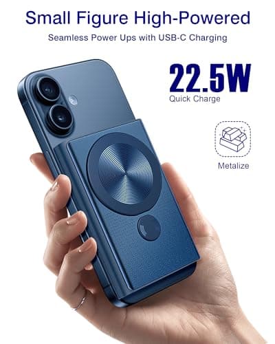 Kesguar Magnetic Portable Charger, 10000mAh 22.5W PD Super Fast Charging Wireless Power Bank. Ultra-Strong Magnet, USB C in&Out Battery Pack for Magsafe, iPhone 17/16/15/13/12 Pro Series - Thumbnail 2