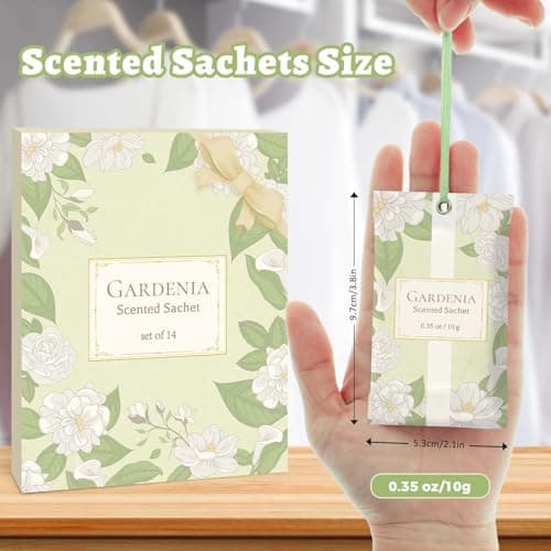 STRN Scented Sachets for Drawer and Closet, Gardenia Scented Long-Lasting Sachets, 14 Packs for Home Fragrance, Small Space Air Freshener for Wardrobes - Thumbnail 4