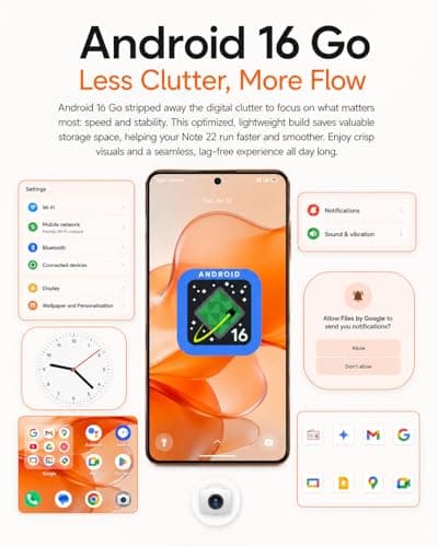 Ulefone Note 22 Unlocked Smartphone, Android 16 Go, 5.0-inch Compact Cell Phone, 20GB(3+17GB) RAM 32GB ROM, 2TB Expandable, Removable 3000mAh Battery, Dual SIM 4G, Face Unlock, Type-C (ICY Blue) - Thumbnail 5
