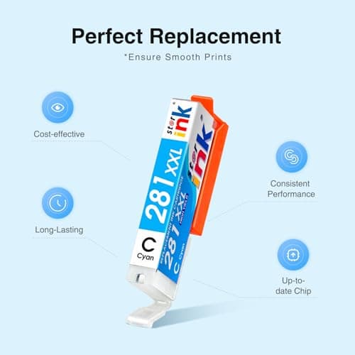 Starink PGI-280XXL/CLI-281XXXL Replacement for Canon 280 281 Ink Cartridges Compatible with Canon TR8620a Ink Cartridges TR8520 Ink TR8620 TR7520 TS6320 TS6120 TS9120 TS8500 TR8600 TS9521C-5Pack - Thumbnail 3