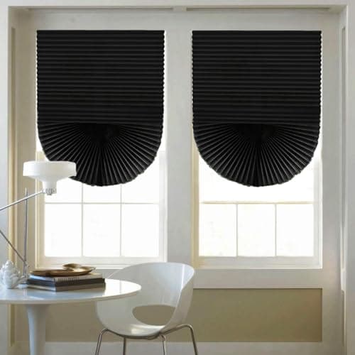 Changshade 6-Pack Temporary Blackout Paper Blinds for Window, Cut to Size Adhesive Paper Shades, Stick on Pleated Blinds,No Drill Easy Install,36" W x 72" H,Black - Thumbnail 2