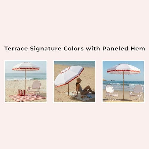 DEER LAND 6FT Patio Beach Umbrella for Outdoor, UPF 50+ Sun Shade for Patio, Backyard, Garden, Pool and Beach, Tilt Adjustable, Portable, Harbour Rosé Pink - Thumbnail 5