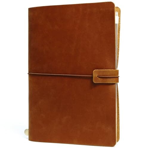 Paesteffe A5 Leather Journal Writing Notebook Vintage Full Grain Leather Bound Daily Notepad for Men Women Gifts Refillable Travelers Notebook, Brown - Image 1