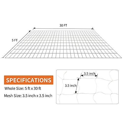 Tcamp Heavy-Duty Polyester Garden Trellis Net Plant Support Netting for Climbing Plants Outdoor, Flexible String Net for Bean Pea, White Grow Tent (5Ft x 30Ft, 3.5" Opening Mesh, 1 Pack) - Thumbnail 2