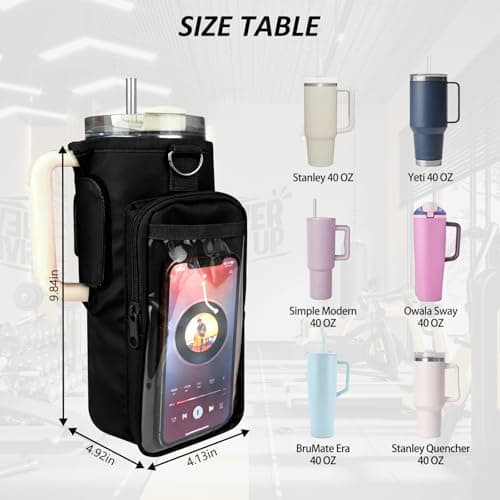 JACZZO Magnetic Gym Bag, Magnetic Water Bottle Holder for Stanley, Gym accessories, Gym Gifts for Women and Men (Black, 40 OZ) - Thumbnail 6