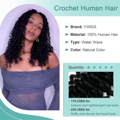 YWIGS Human Crochet Hair for Miracle Knots Water Wave 22" NC 100 Strands - Thumbnail 3