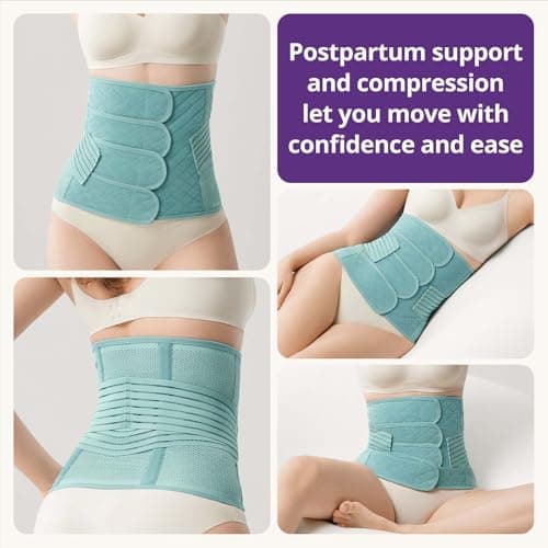 Postpartum Belly Band Wrap – C-Section Recovery Must Haves, Adjustable Tummy Control Binder with Pelvic Belt, Comfortable Support for Natural & Cesarean Sections, Shapewear, Elegant Quilted Design - Thumbnail 3