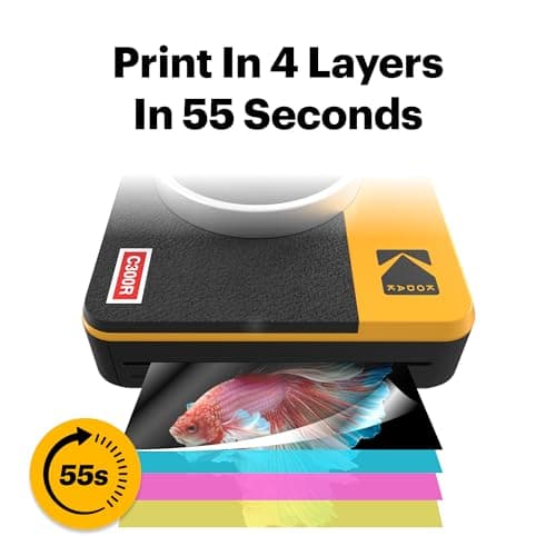 KODAK Mini Shot 3 Retro 3x3” Instant Digital Camera & Photo Printer, 38 Sheets, 2-in-1 Portable Print Camera, Bluetooth Smartphone Printer for iOS & Android, 4PASS Dye Sublimation, White - Thumbnail 4